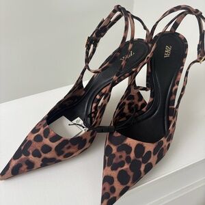 Zara Leopard Pump Sandals